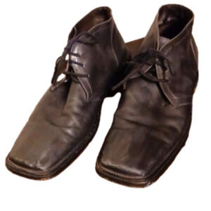 Italian Leather Black Square Toe Boots, 12